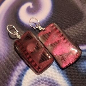 Black and Pink Aztec Earrings
